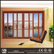 Woodwin Main Product Wood Grain Aluminum Double Tempered Glass Sliding Door